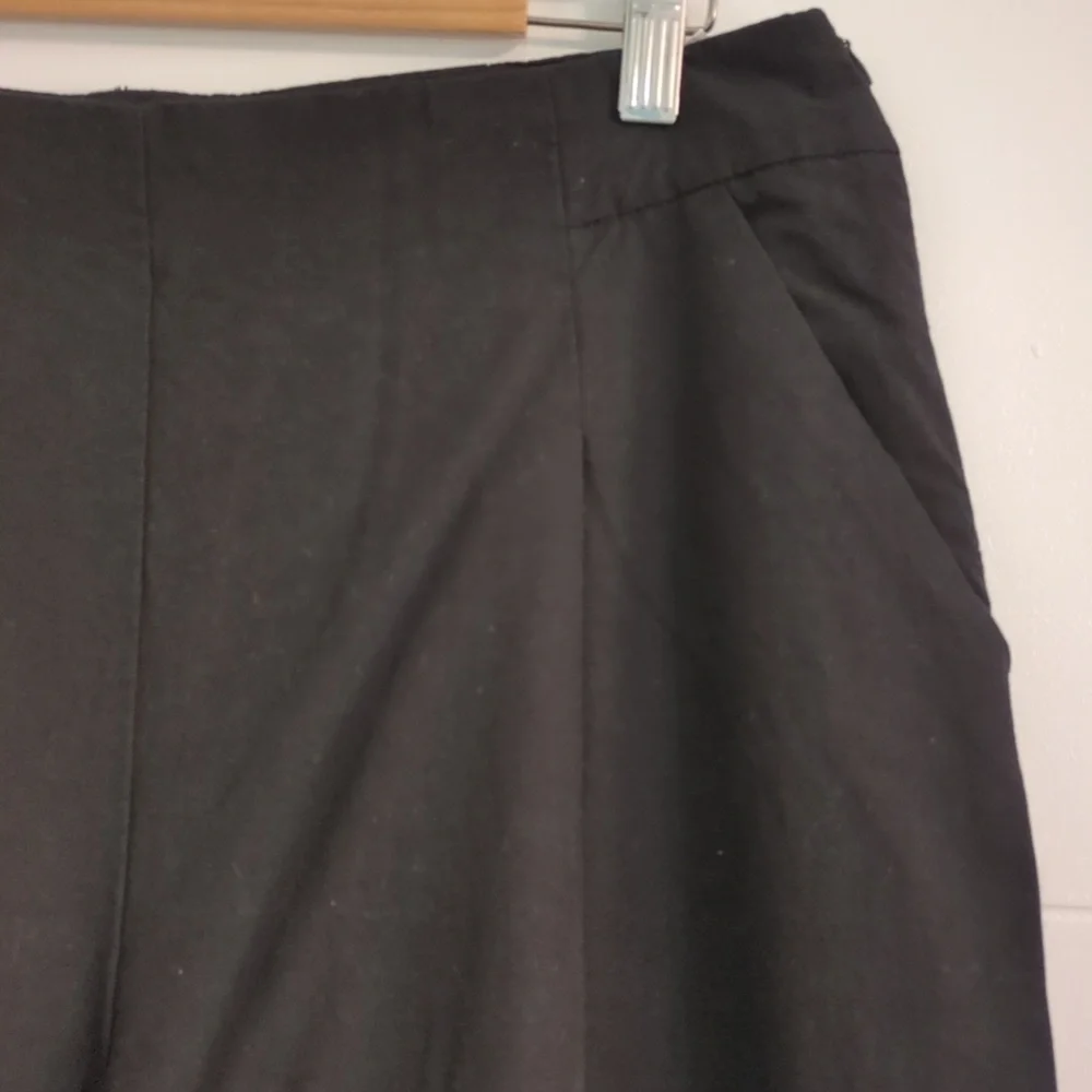 Zara Classic Black wide Leg High Waisted Pleated Trousers Sz XXL Linen Blend